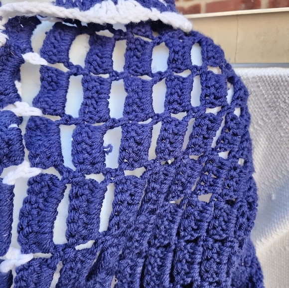 Vintage Handmade Crochet‎ shawl collar sweater OSFM - Picture 9 of 10